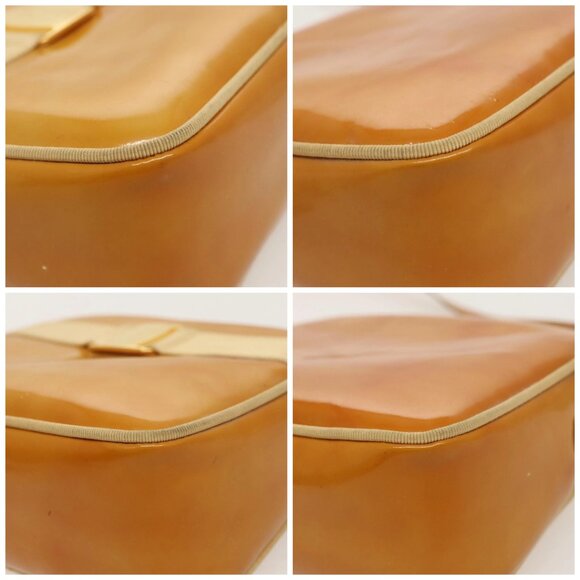 Salvatore Ferragamo Shoulder Bag Patent leather Gold Beige Auth 98765 - Picture 14 of 16